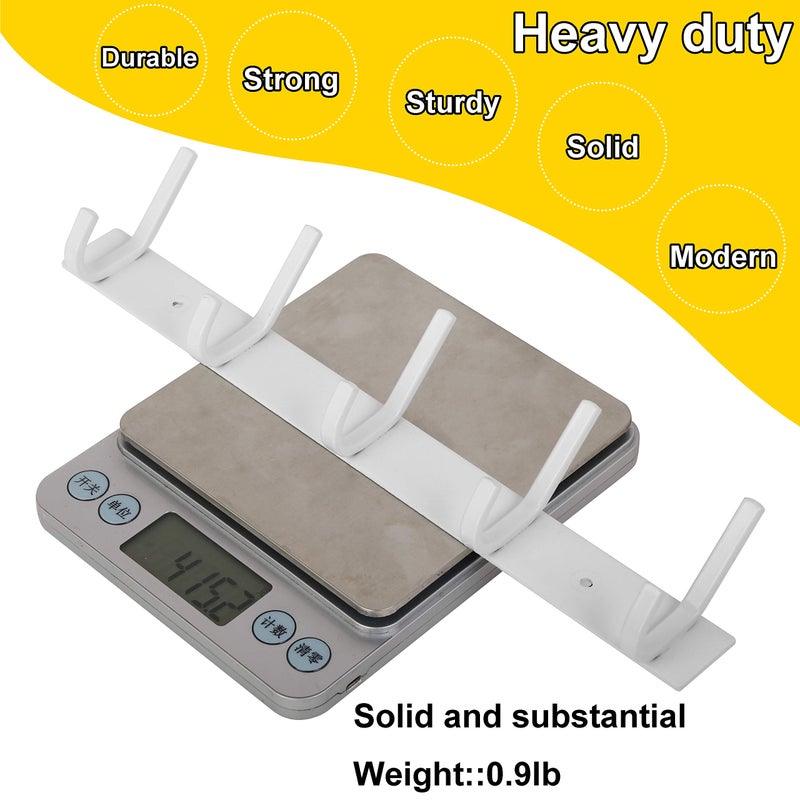 WEBI Coat Rack Wall Mounted,Coat Hooks Wall Mount,Coat Hanger Wall Hook Rack,4 Hooks for Hanging Coats,Hats,Jacket,Clothes,White,2 Packs - Image 5